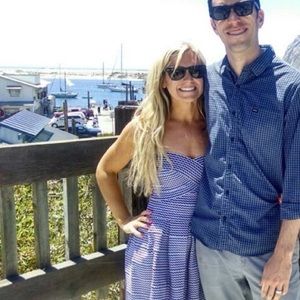 Strapless navy / white alythea dress - size s